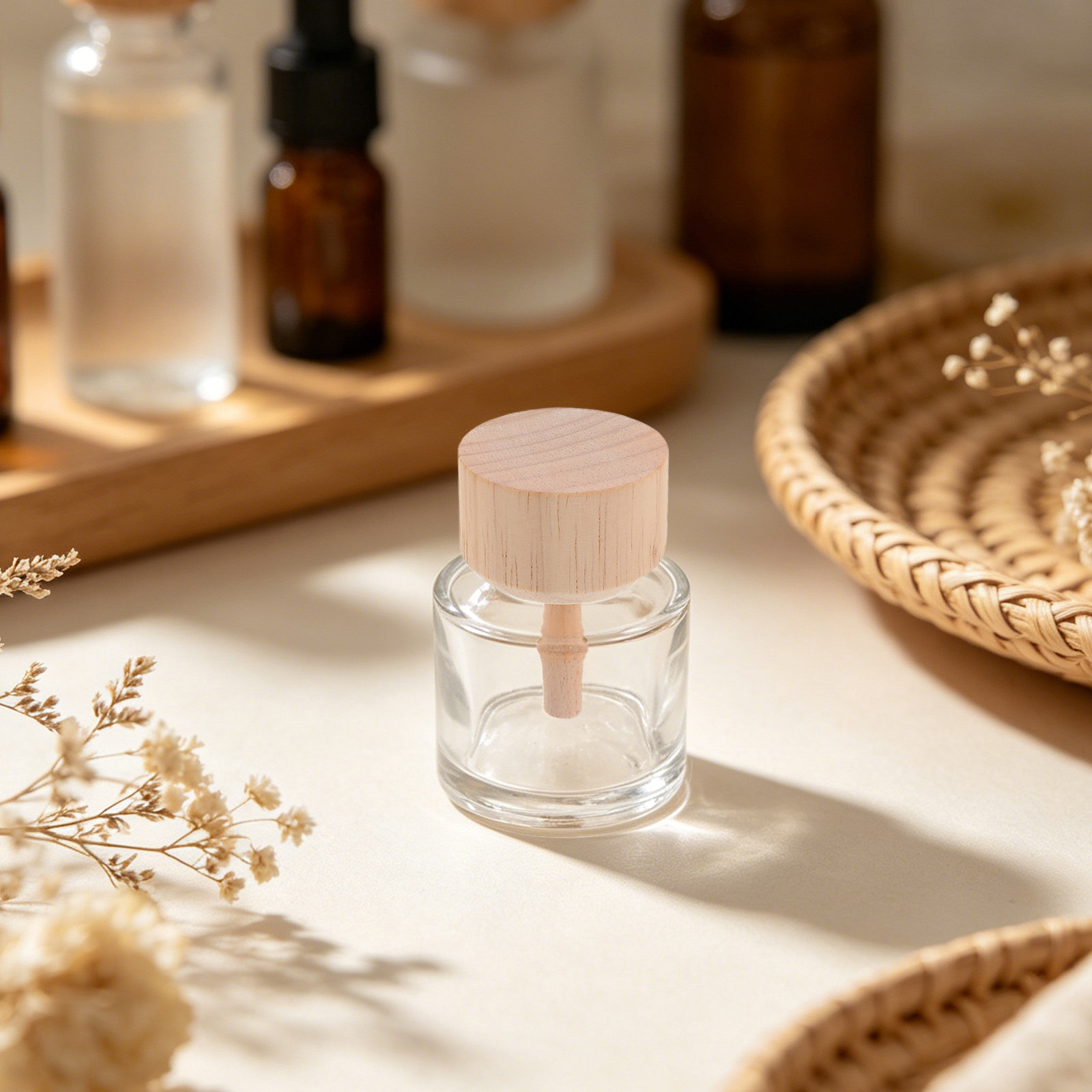 Home Fragrance Oil Diffuser - 2Pcs Clear Glass Reed Diffuser Bottles
